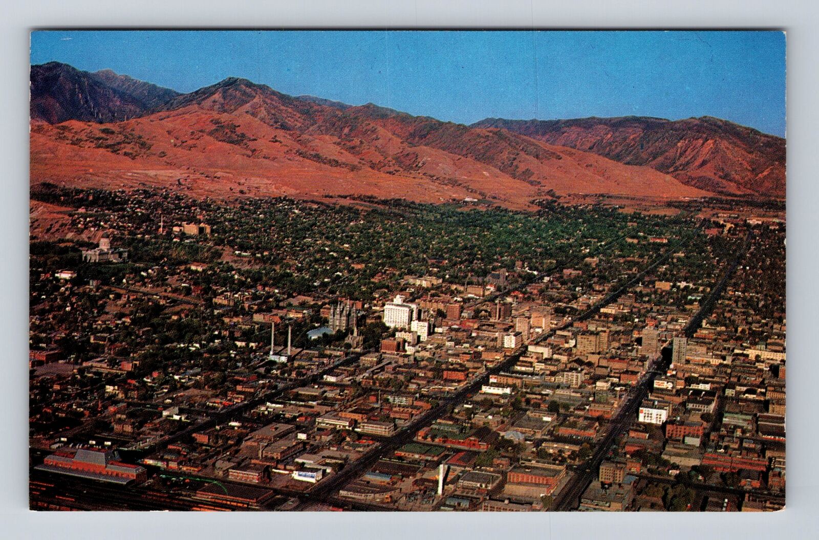 Salt Lake City UT-Utah, Aerial Of City Area, Antique, Vintage Souvenir Postcard