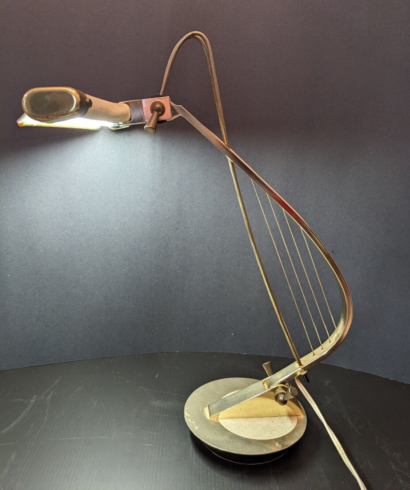 Cannon Harp Piano Desk Lamp Mid Century Modern as seen on Mad Men BRASS WORKING