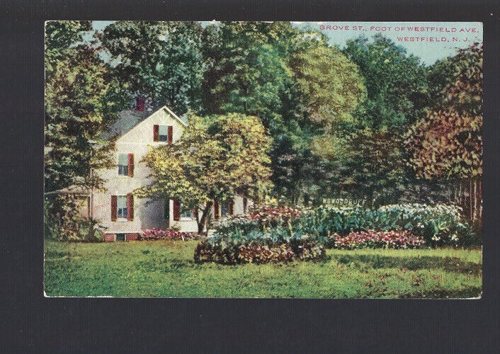 c.1910 Grove St. Westfield Ave New Jersey NJ Home Residence Postcard POSTED