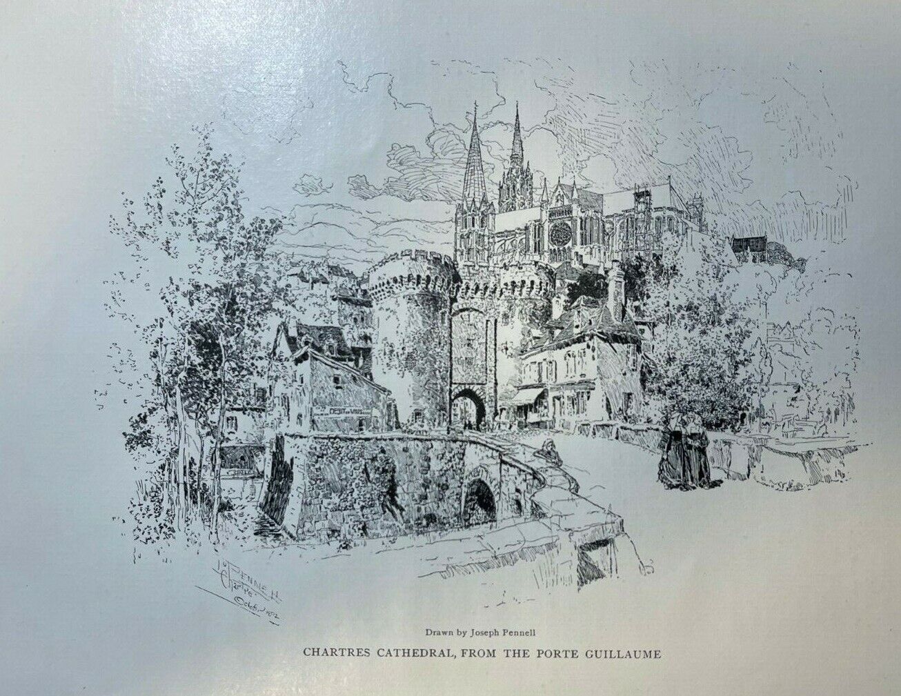 1907 France Cathedral at Chartres illustrated