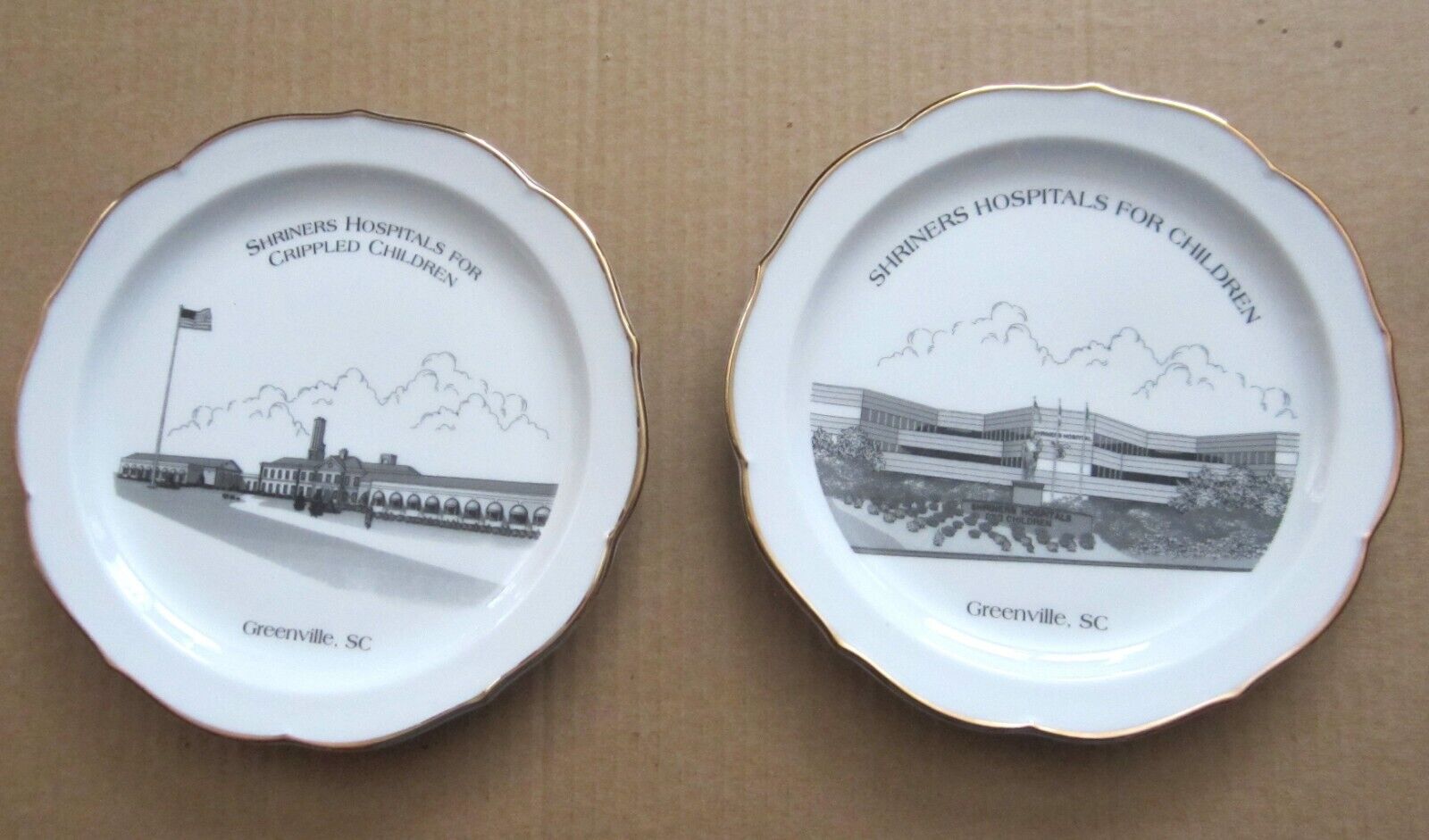 Greenville South Carolina Shriners Hospital The Old and New  Set of 2007 Plates