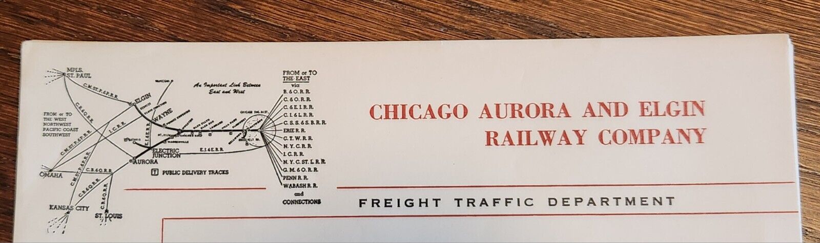 CHICAGO AURORA & ELGIN Railway Stationary - 18 sheets.