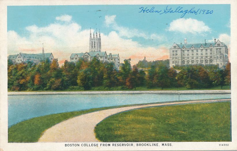 Boston College from the Reservoir - Brookline MA, Massachusetts - pm 1930 - WB