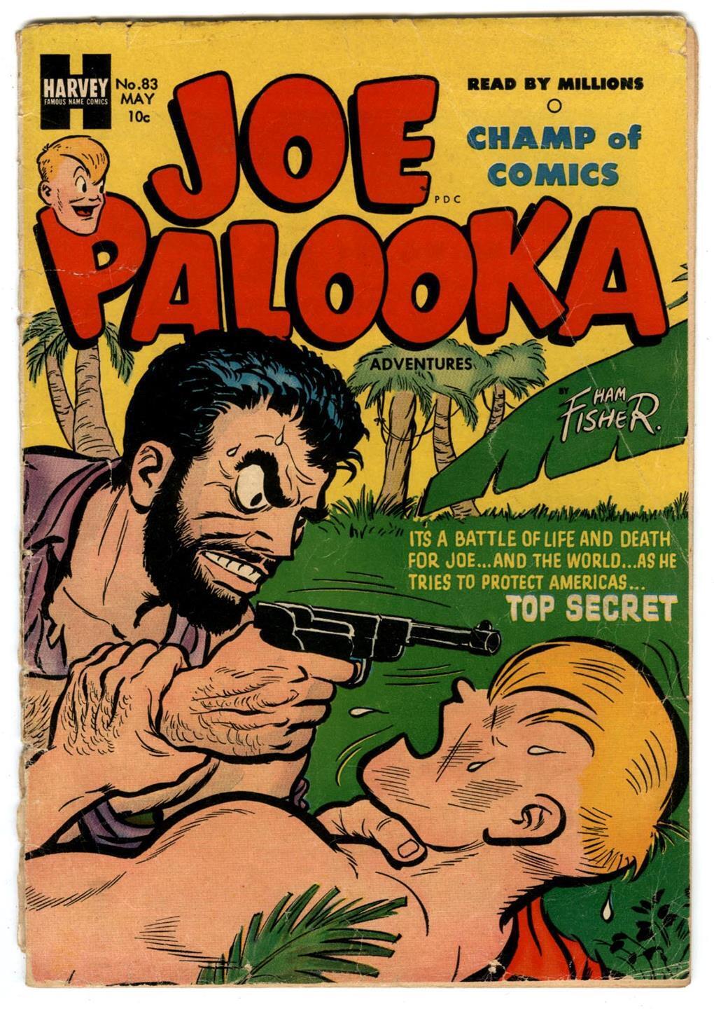 Joe Palooka Adv. #83 May 1954 Lil Max,Harvey Comics Boxing,Gun to the Head Cover