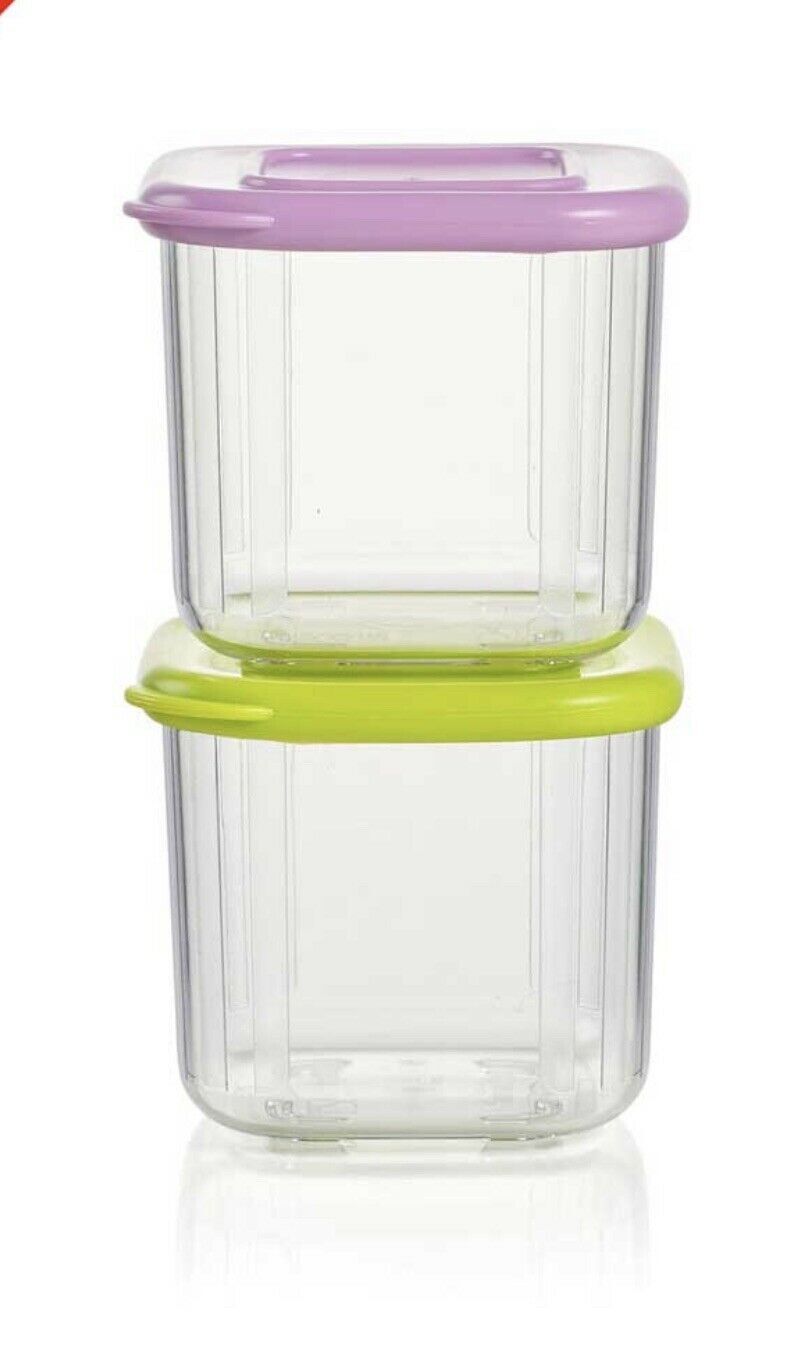 Tupperware Clear Mates Mini Snack Container Set of 2 New