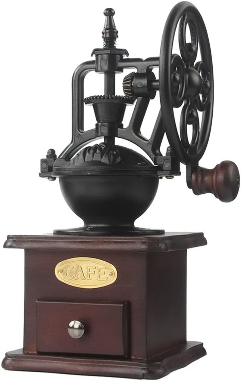 Manual Coffee Grinder Antique Cast Iron Hand Crank Coffee Mill with Grind Settin