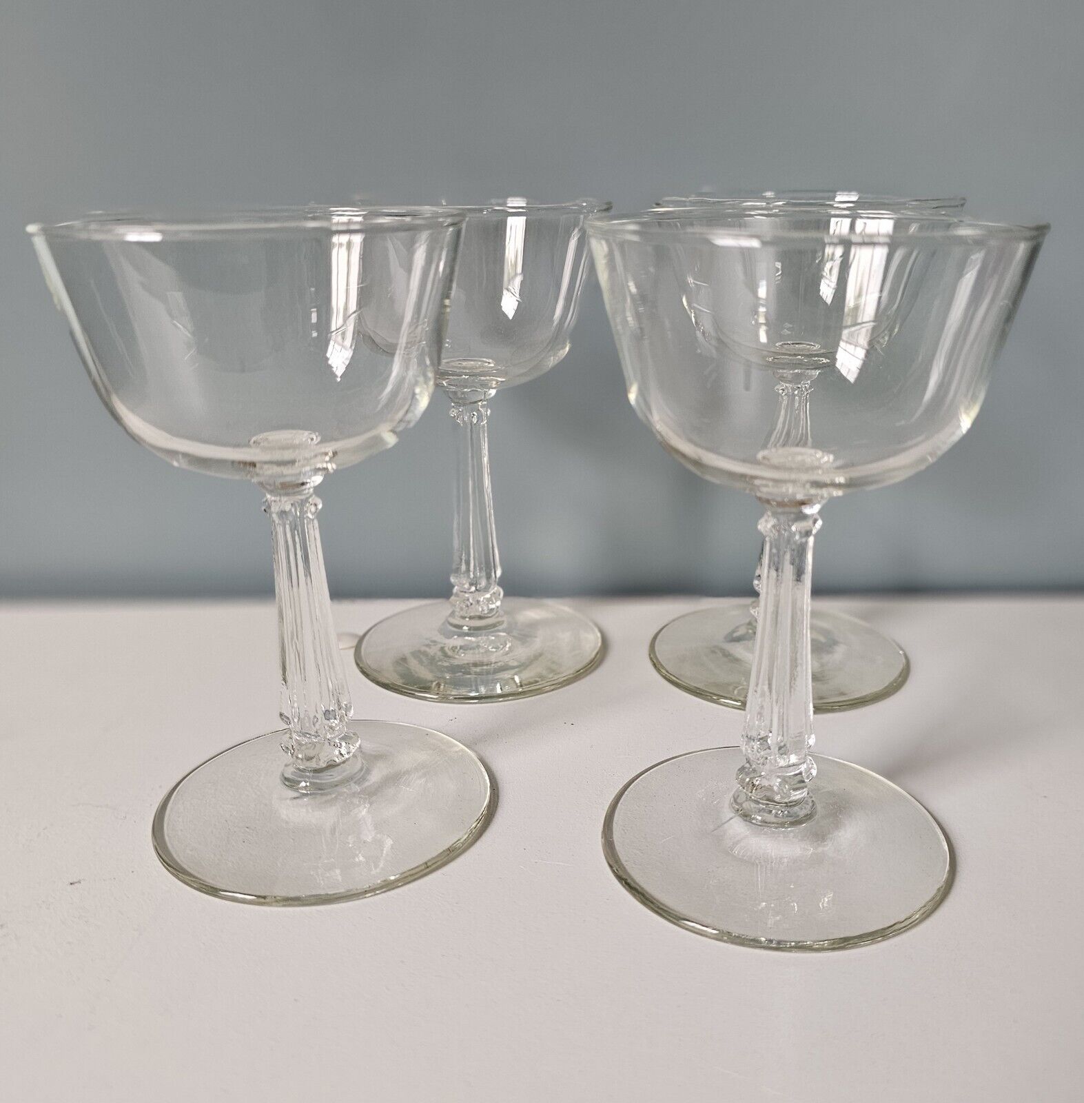 4 Vintage Cordial Liqueur Wine Glasses Clear Cut Glass of 4 XLNT COND