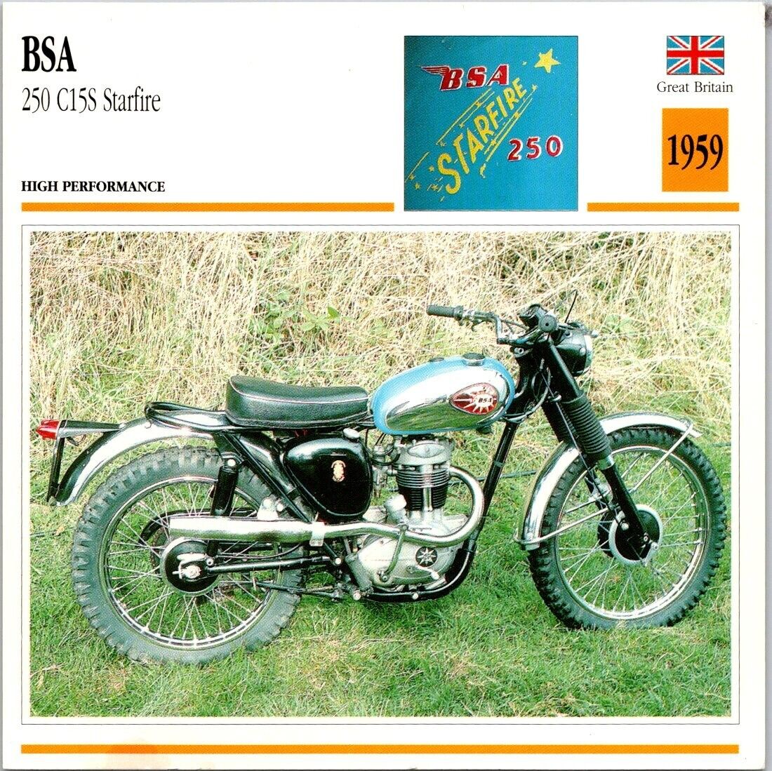 BSA 250 C15S Starfire 1959 Great Britain Edito Service Atlas Motorcycle Card