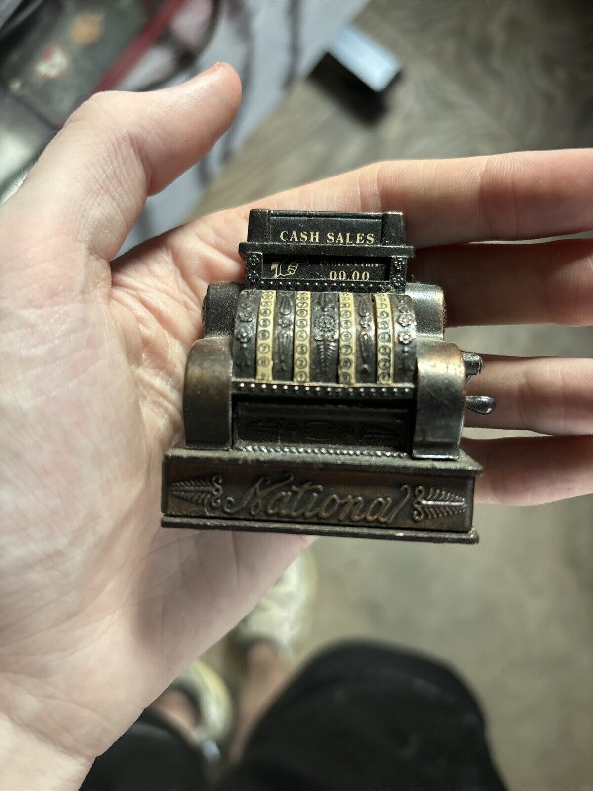 Vintage Miniature Die Cast Metal National Cash Register Pencil Sharpener  