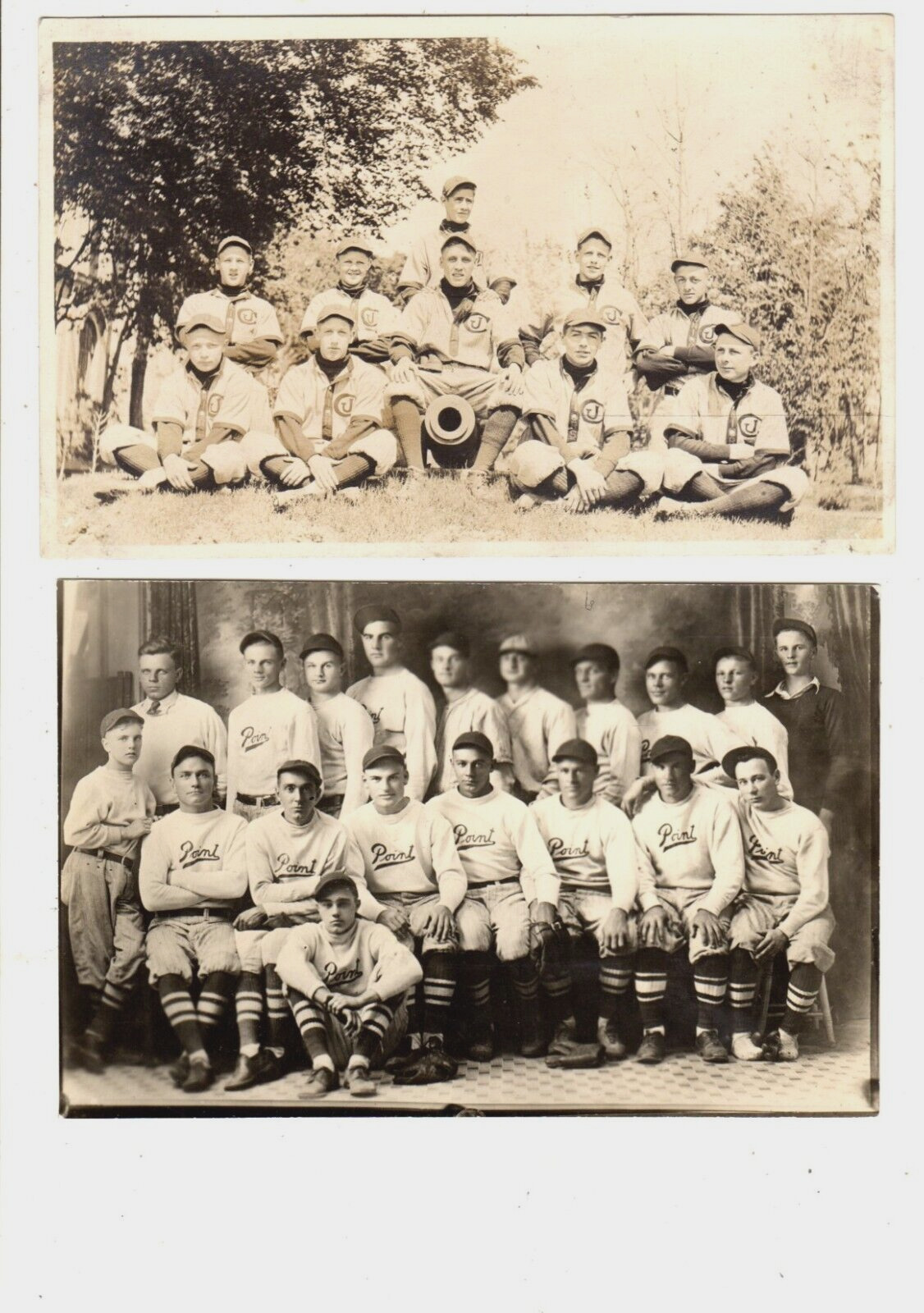 (2) Real Photo Postcards RPPC - Lot of 2: Baseball Team