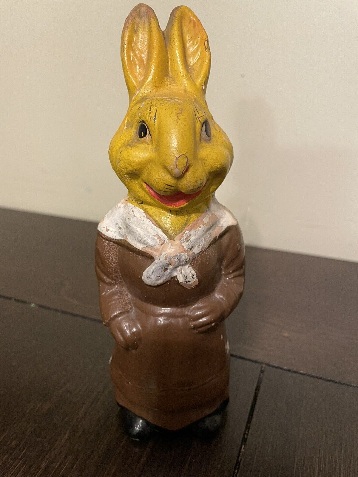 Antique German Painted Paper Mache Rare Bunny Candy Container