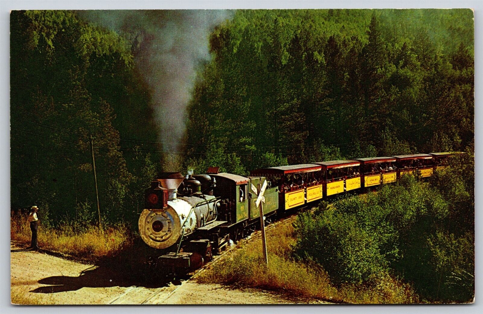 Postcard Narrow Gauge 1880 Train on Way to Oblivion near Hilly City SD B105