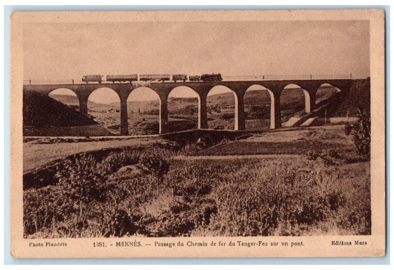 c1940's Bridge Passage Of The Tangier-Fes Railway Meknes Morocco Postcard