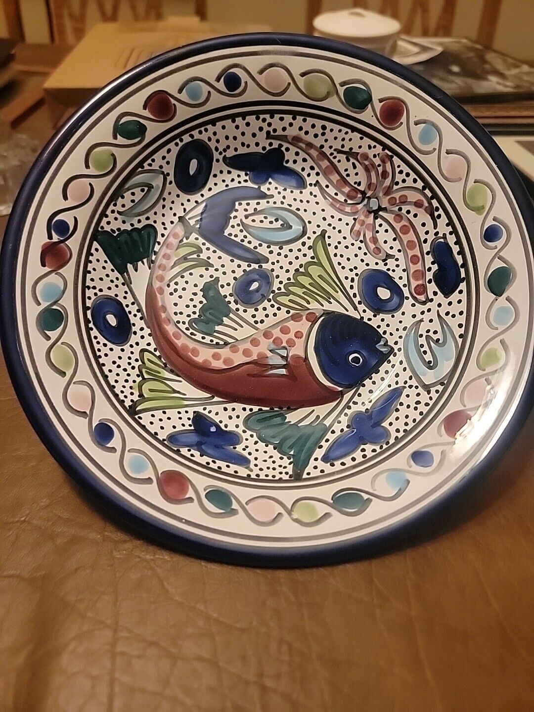  Tunisian Hand Painted Fish Plate/Bowl