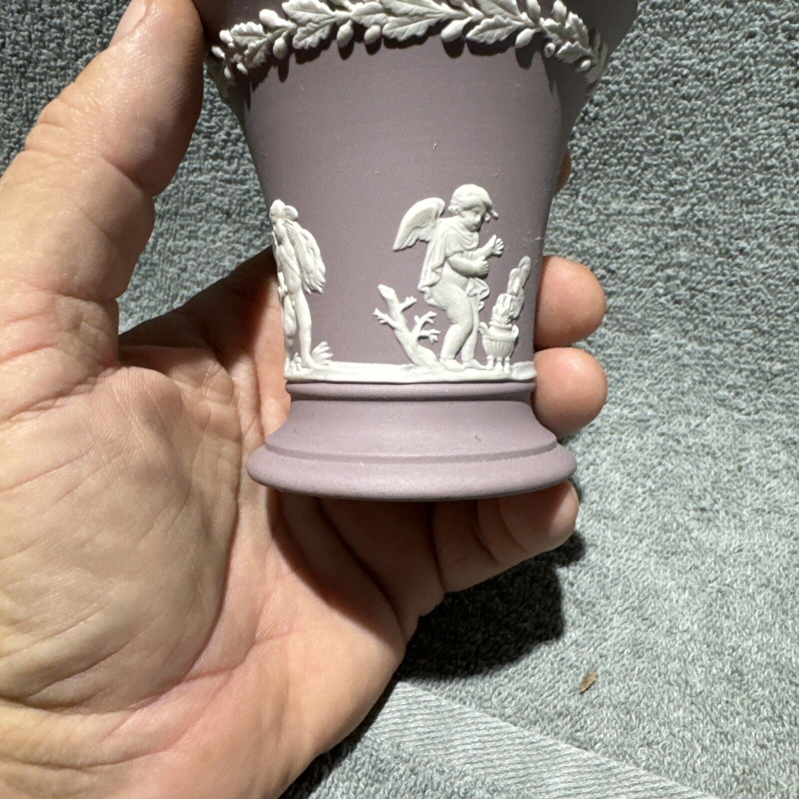 Vintage Wedgwood Lilac Jasperware Four Seasons Cupid/Cherub Goblet/Vase/ Pot