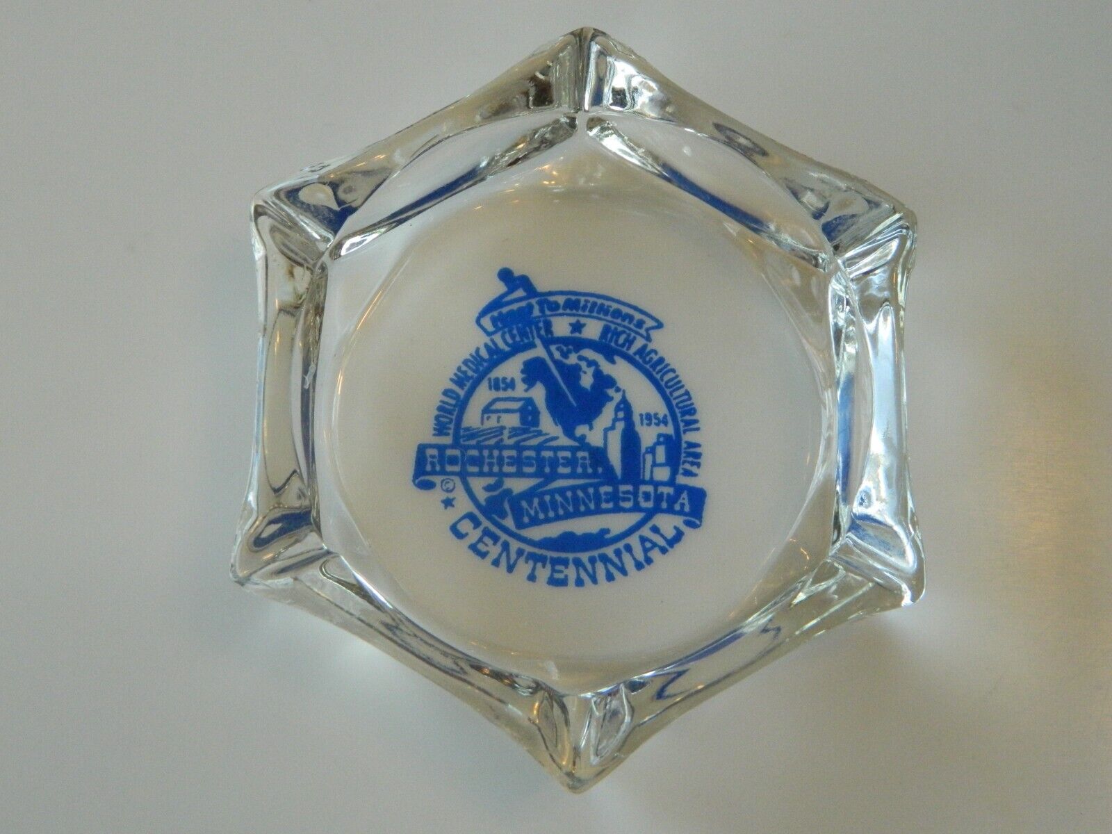 1854 - 1954 Rochester Minnesota Centennial Glass Ashtray