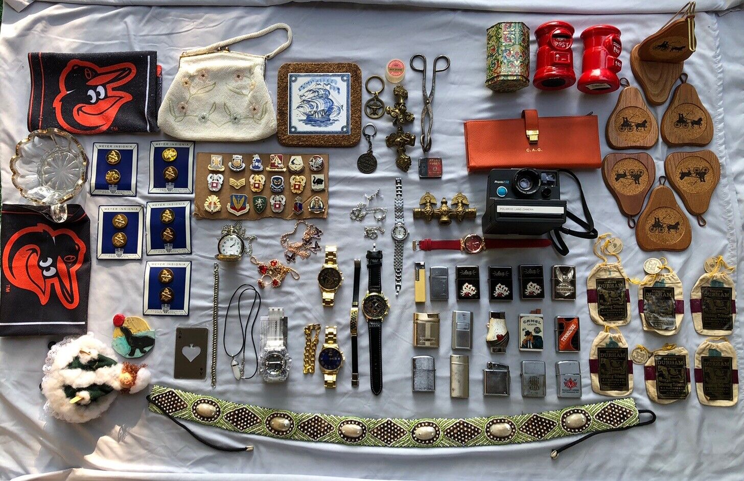 Junk Drawer Lot  Jewelry, Watches, Lighters, Antique, Military, See Pics