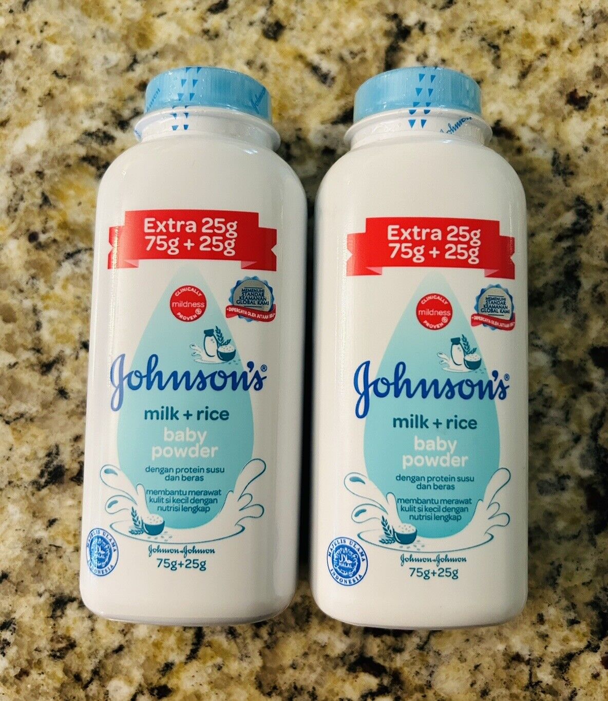 Lot 2 Johnsons Baby Powder Milk & Rice 100 g, 3.5 oz New & Sealed Exp. 3/25