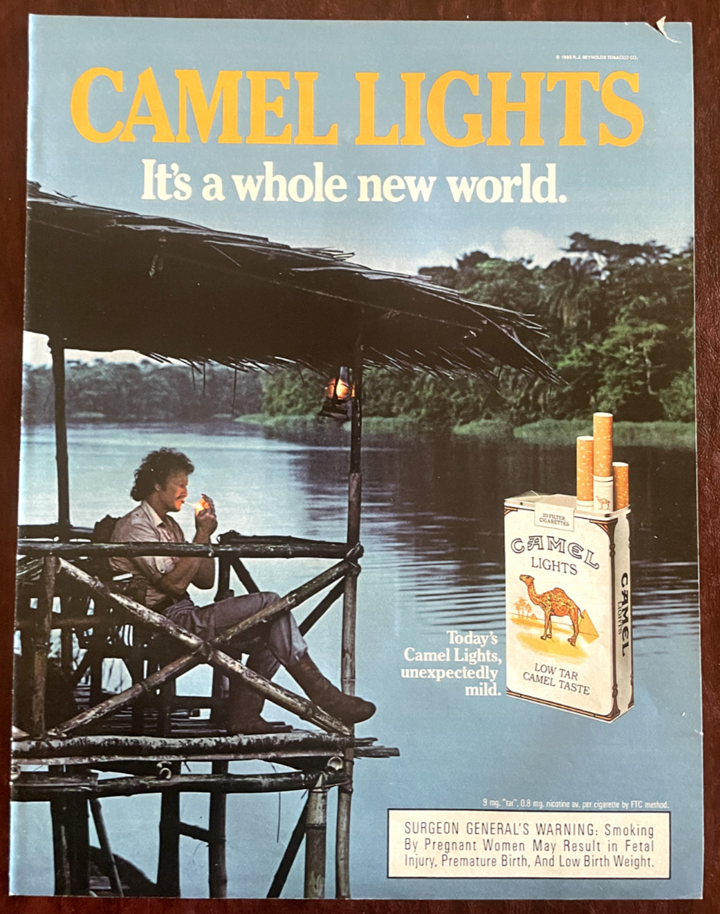 1986 CAMEL LIGHTS Vintage Print Ad Cigarettes River Jungle Whole New World