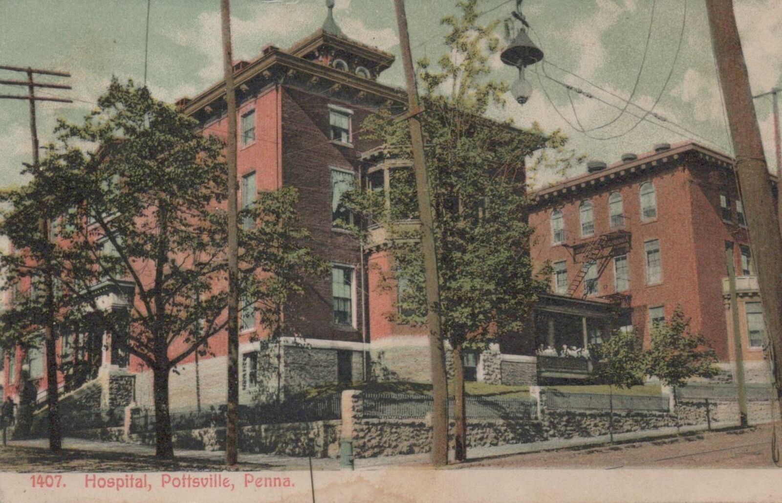 Postcard Hospital Pottsville PA 1909
