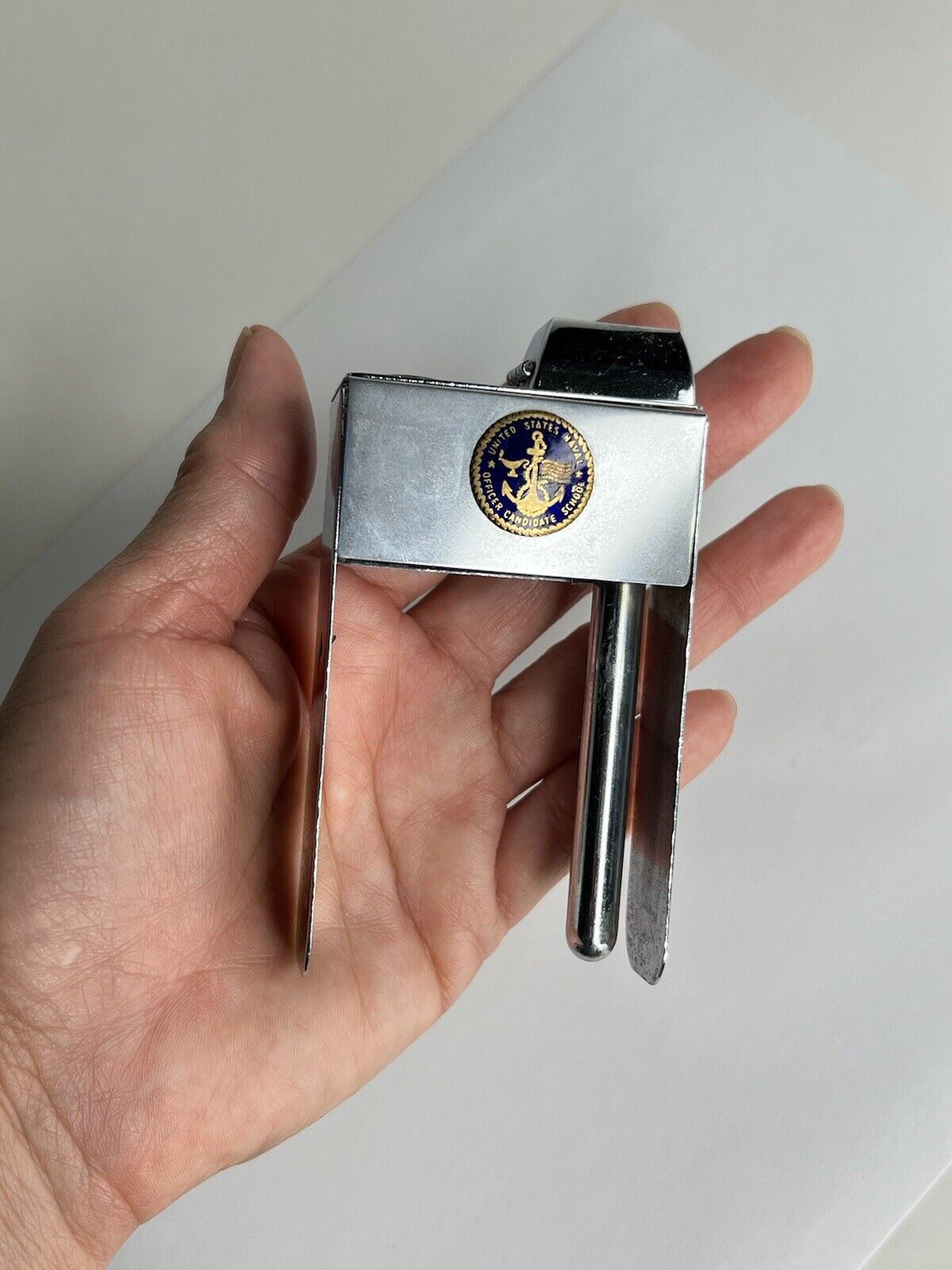 Valet Cigarette Lighter With US Naval Officer Candidate School Emblem
