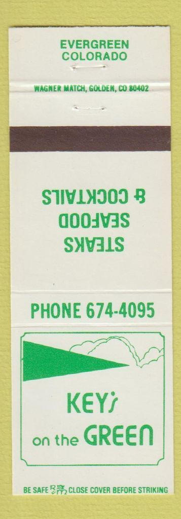 Matchbook Cover - Key\'s on the Green Evergreen Colorado
