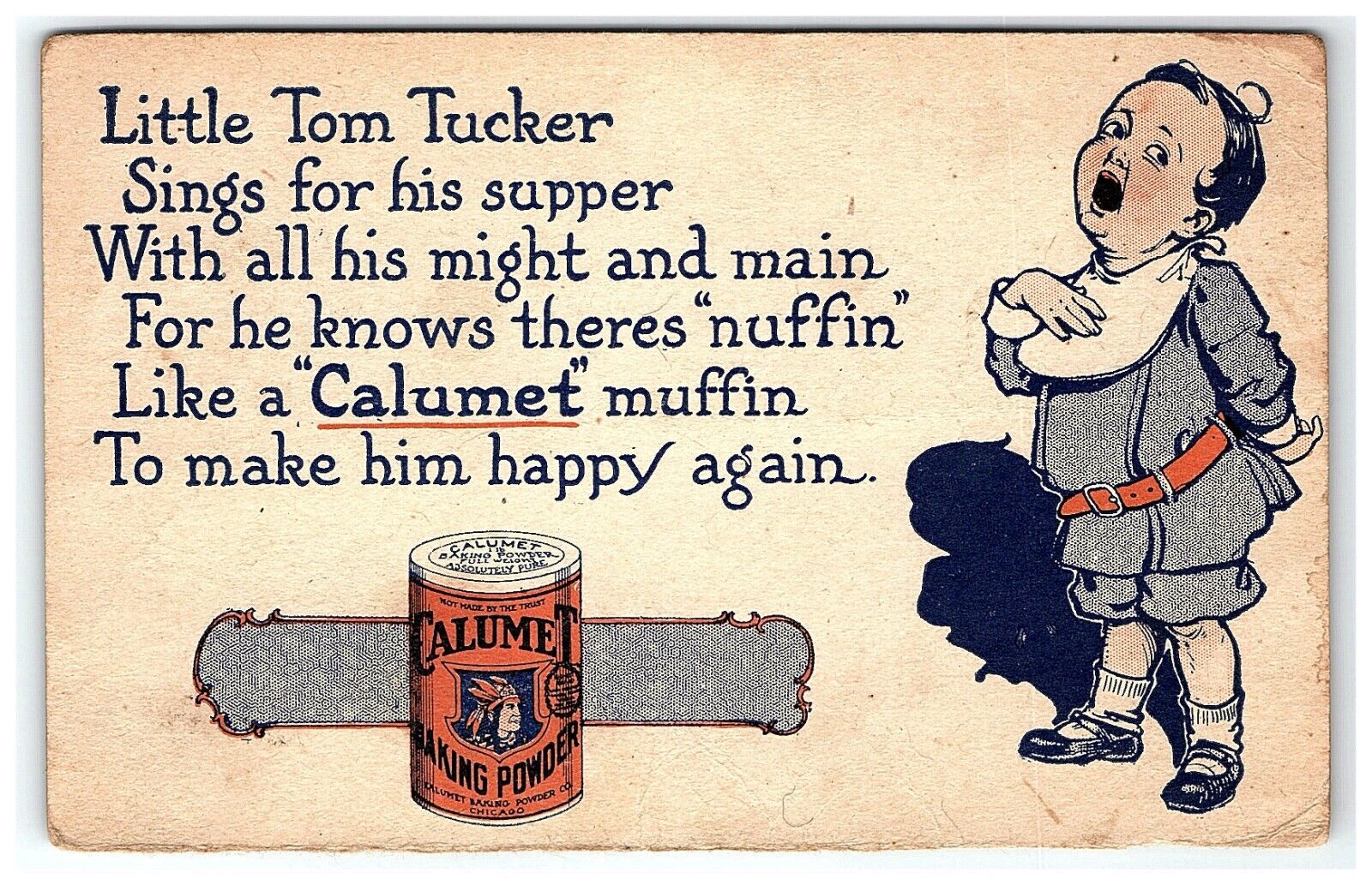 1901-07 Postcard Calumet Baking Powder Little Tom Tucker Rhyme Advertising