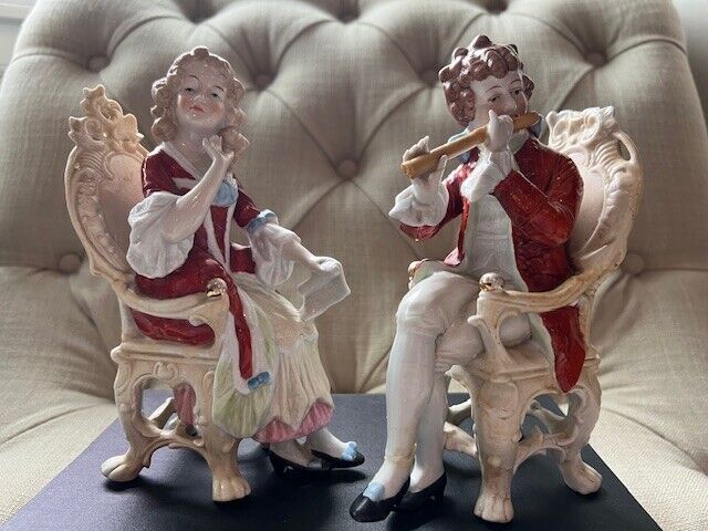 Antique Grafenthal German Victorian Bisque Porcelain Gilded Figurines (1879-86)