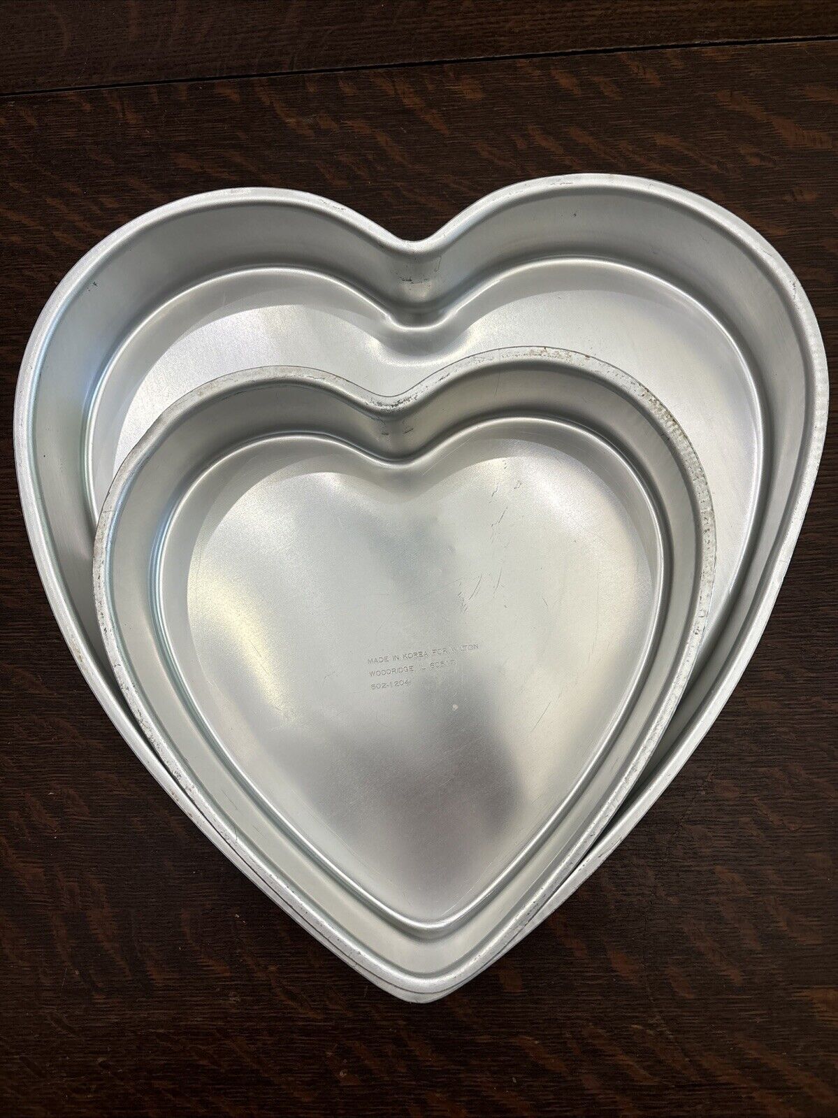 Vintage 1982 Lot of 2 Wilton Heart Cake Pans #502-1204 & 502-1298 Preowned