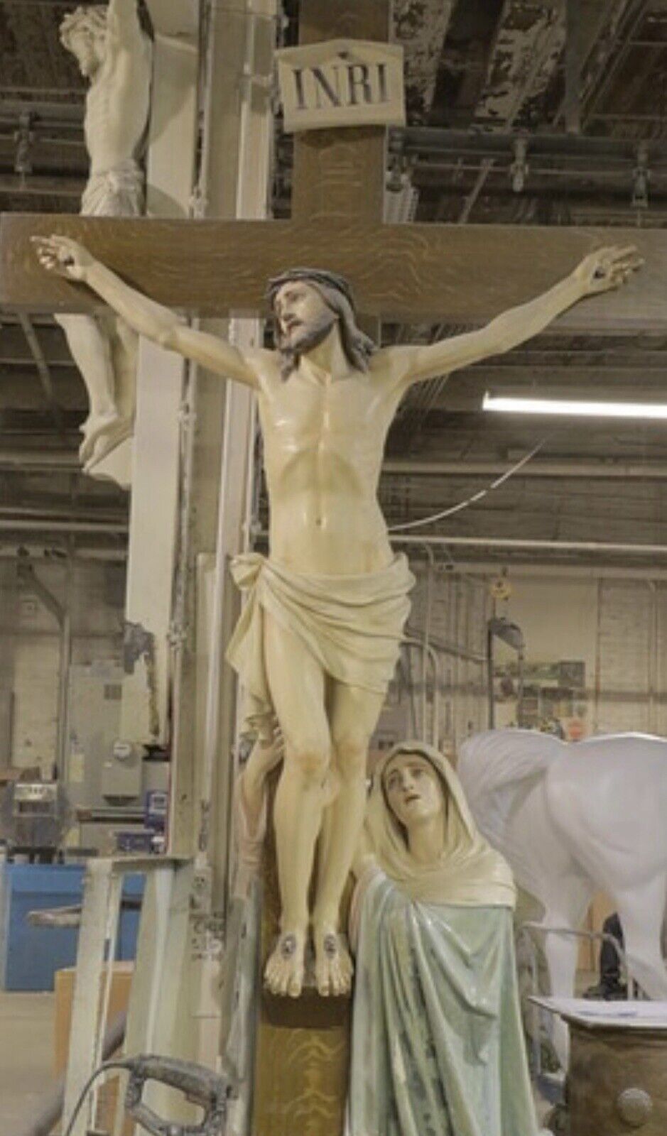 Jesus On The Cross Statue With Mary