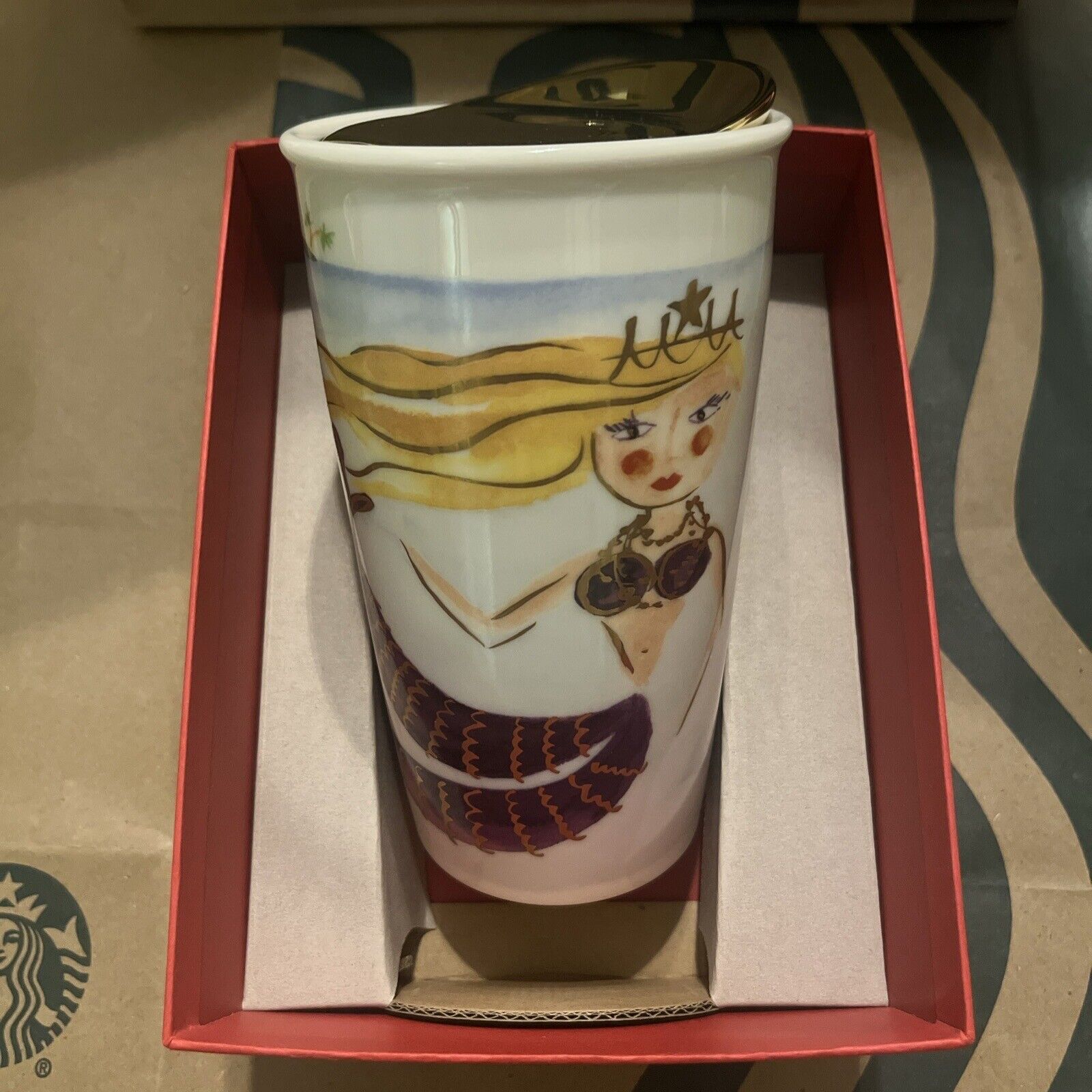 Starbucks Holiday 2015 Dot Collection Mermaid Travel Tumbler Mug NIB To Go Cup