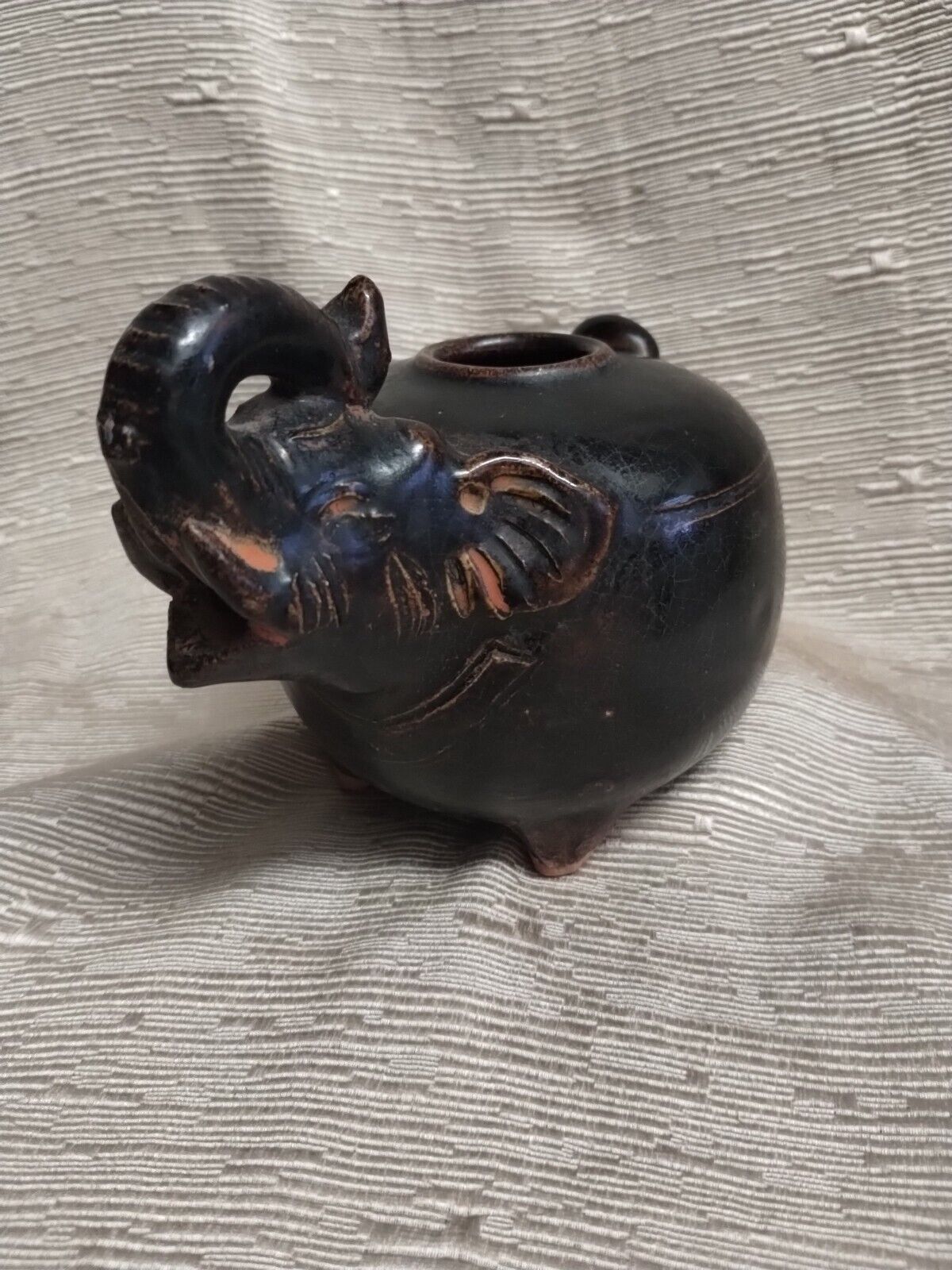  Antique Footed Ceramic  Elephant Asian Tea Pot, No Lid  
