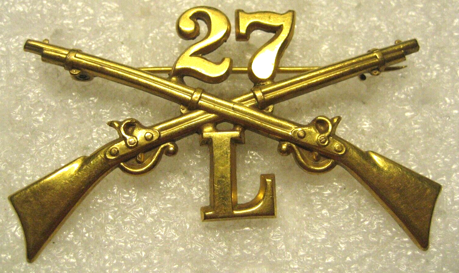 /US Army Officer\'s Cap Badge 27th / L INFANTRY,  ww1- 1930s