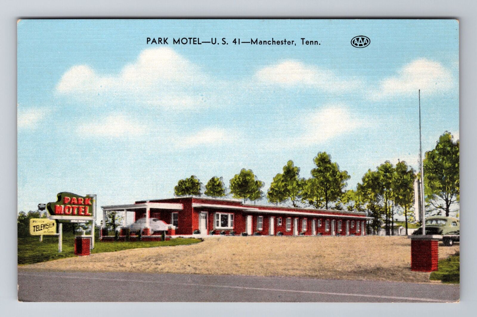 Manchester TN-Tennessee, Park Motel, Advertising, Antique, Vintage Postcard