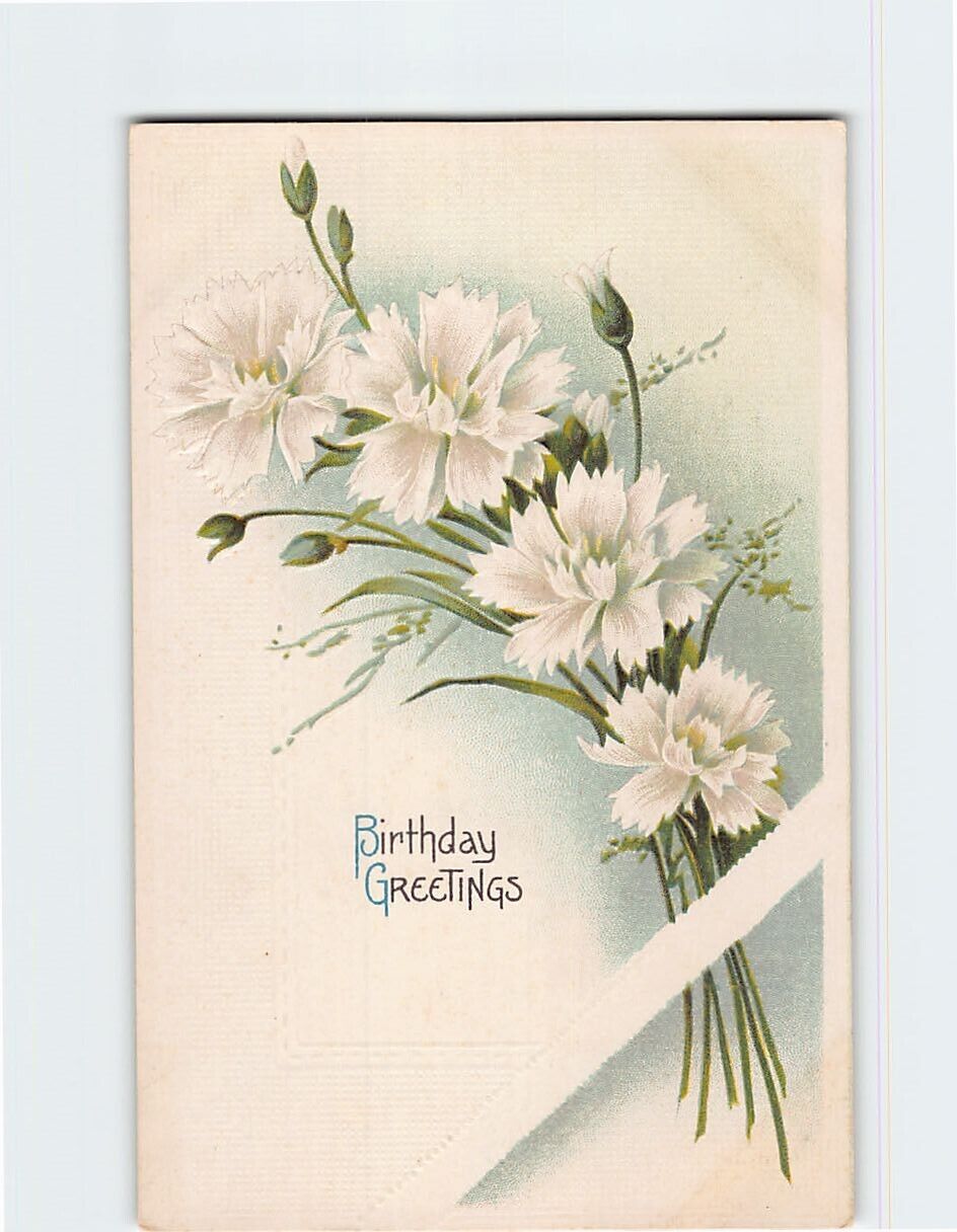 Postcard Flower Birthday Greetings Embossed Card
