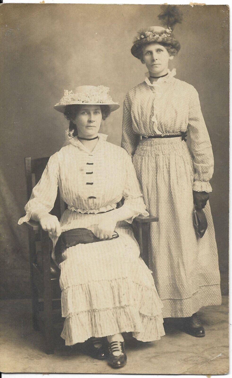 3 antique real photo postcard RPPC pretty women dress fashion 1910 1915 Michigan