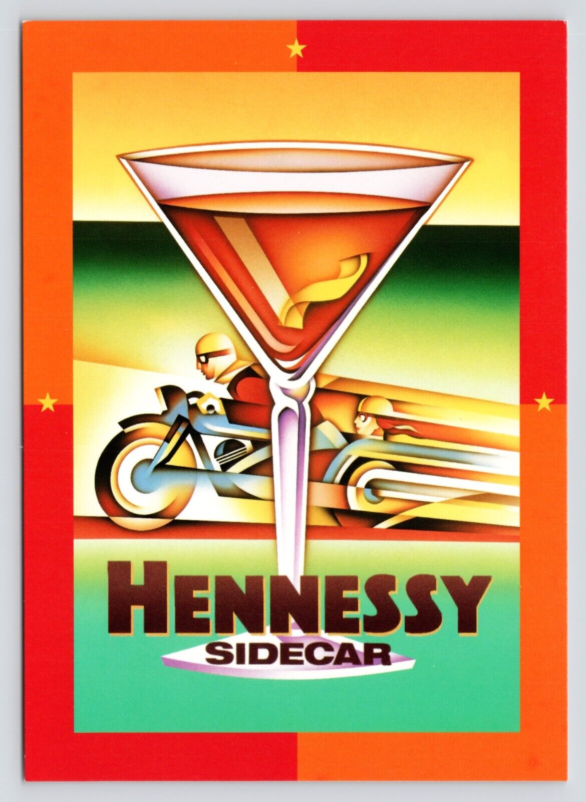 Hennessy Sidecar Advertisement Go Card Free Rack Card VTG Unused Postcard