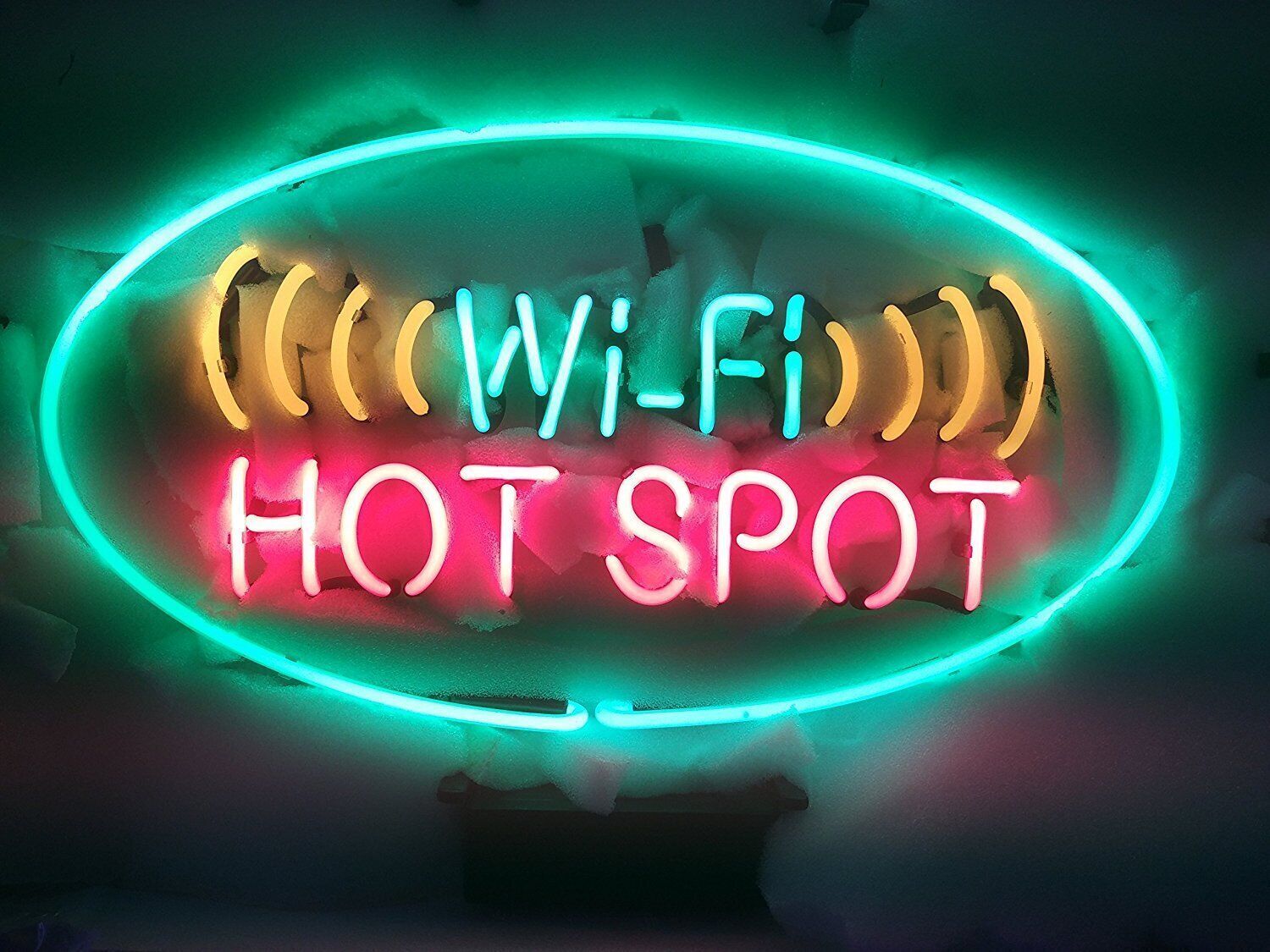 WIFI Hot Spot Open Neon Light Light Sign Decor Restaurant Pizza Coffee 19X12