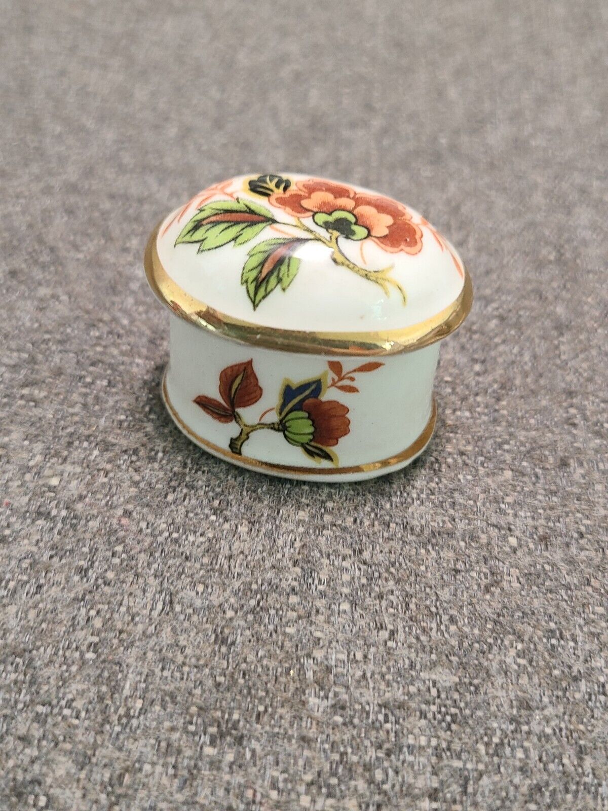 Porcelain Floral Oval Trinket Box NEWHALL Staffordshire England