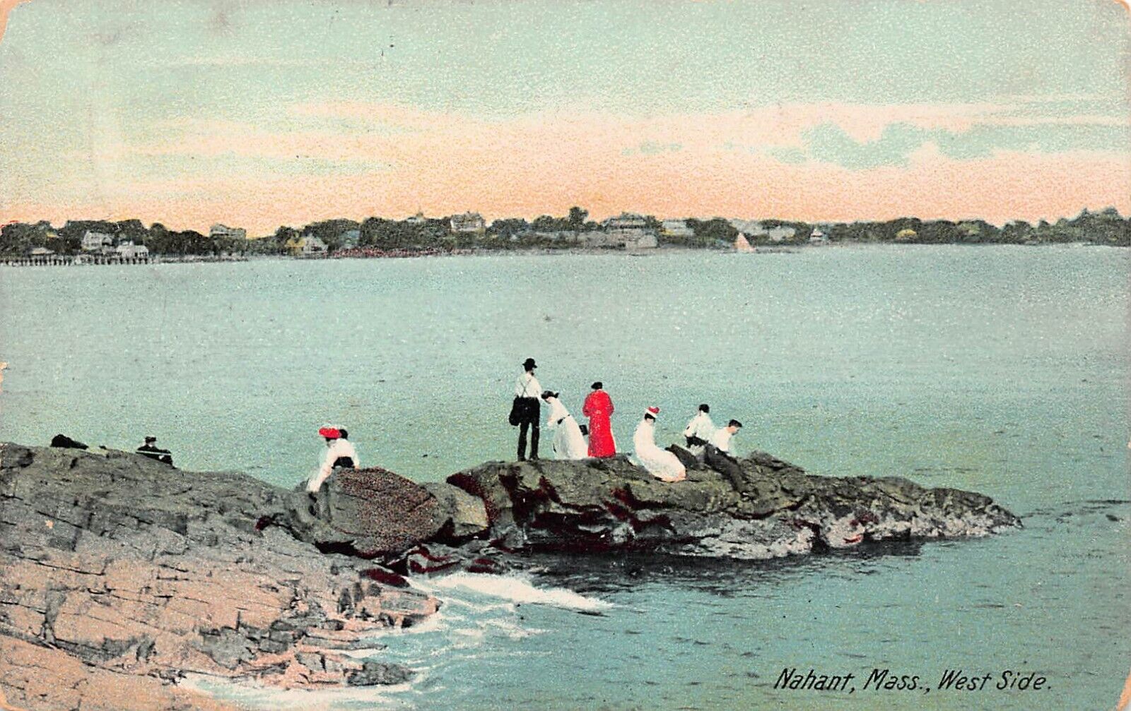 Nahant MA Massachusetts Beach West Side Bass Black Rock Point Vtg Postcard B65