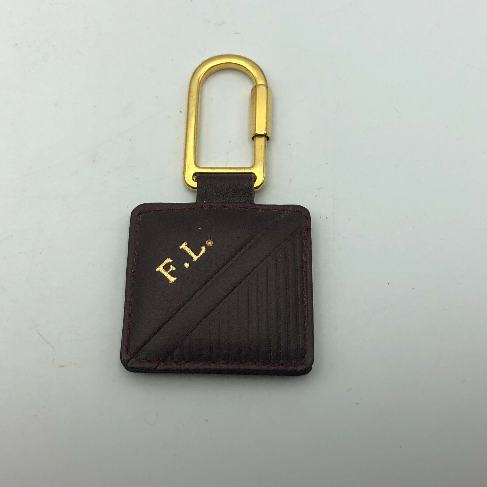 Fob Keychain Keyring Leather Guild Florence Italy Vintage Italian F.L. Monogram