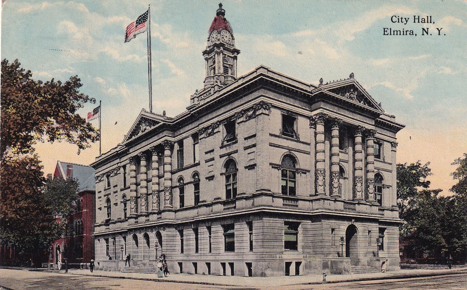 City Hall Elmira New York NY 1915 Naples Postcard D38