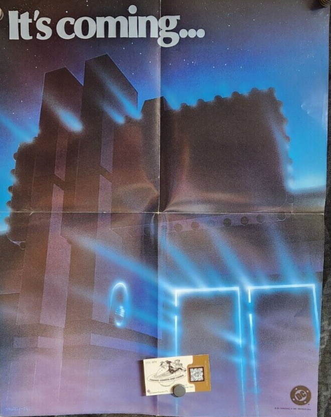 Vintage 1988 DC Comics Promo Poster Its Coming...Motherbox Darkseide