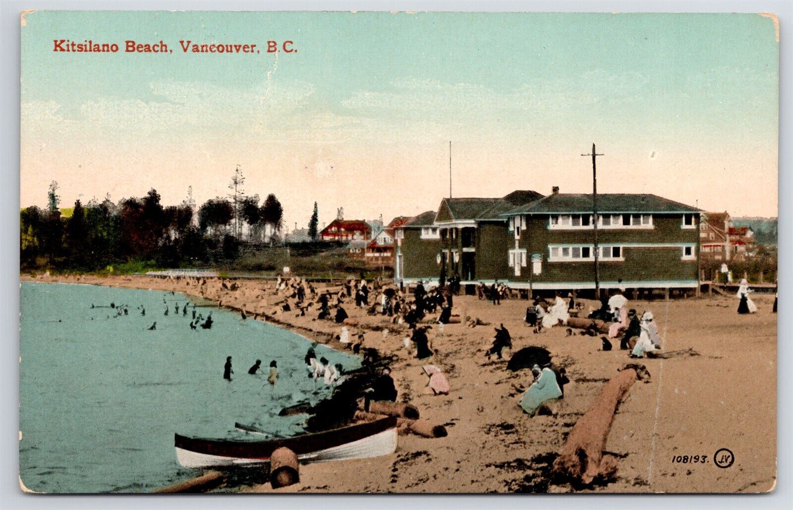 Postcard c1920 Kitsilano Beach Vancouver British Columbia BC