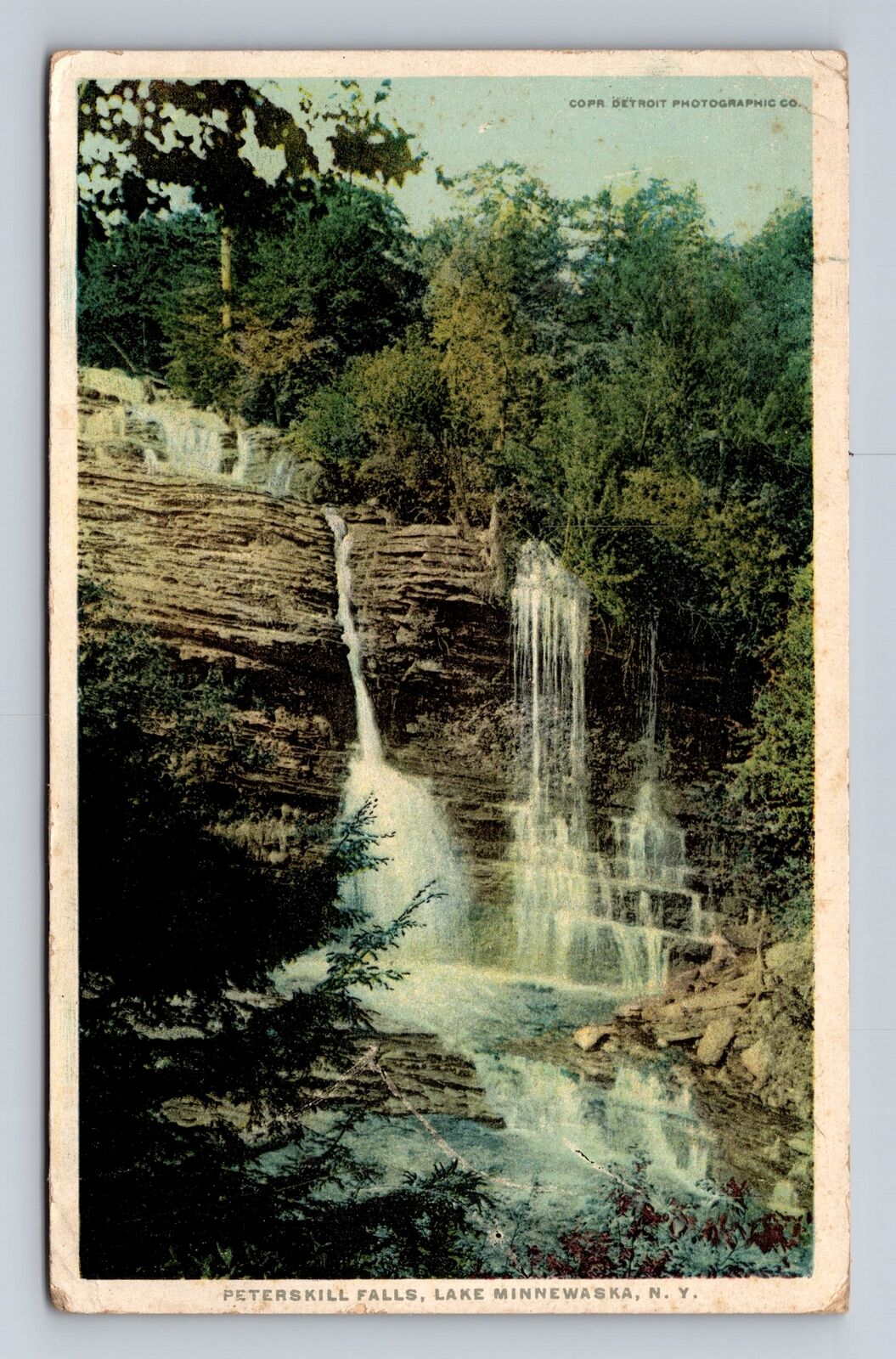 Lake Minnewaska NY-New York, Peterskill Falls, Antique, Vintage c1925 Postcard