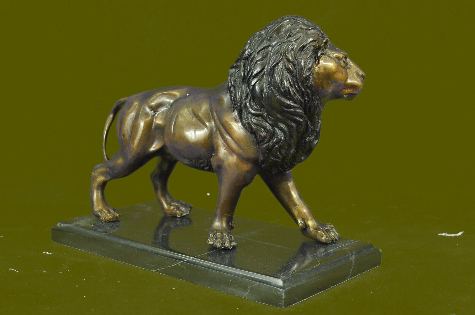 Lion Lioness African Safari Bronze Marble Statue Big Cat Lover Sculpture Statue