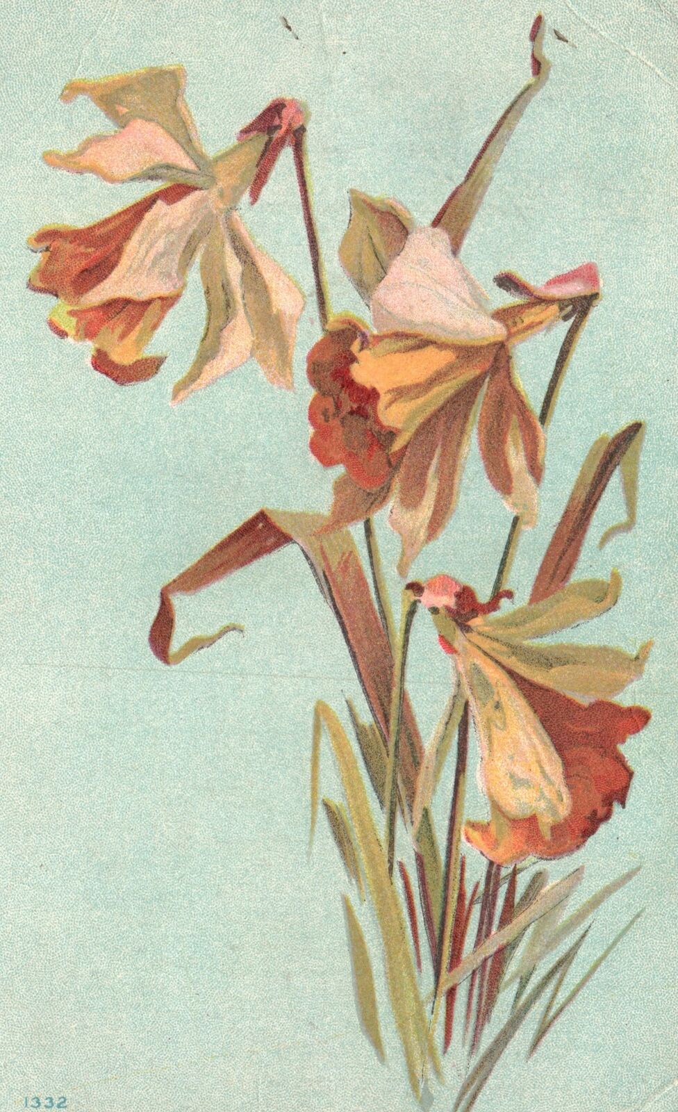 Vintage Postcard 1907 Portrait Beautiful Flowers Blooms Floral Artwork Painting