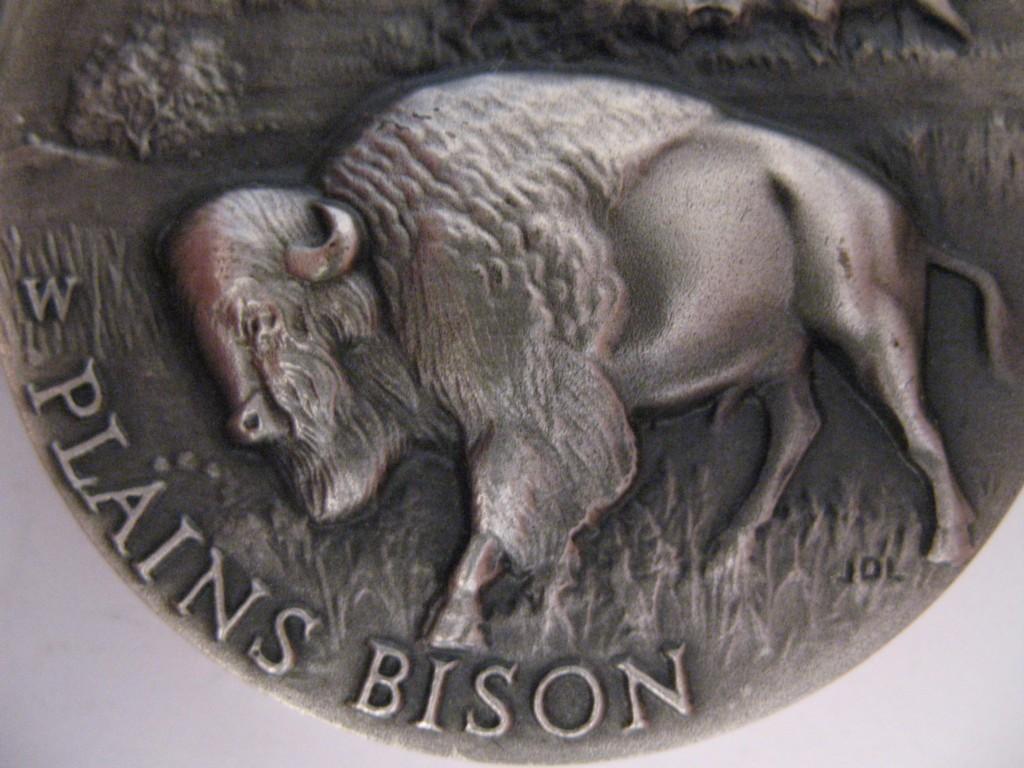 1+ OZ .925 LONGINES STERLING SILVER PLAINES BISON BUFFALO COIN ? BULLION + GOLD