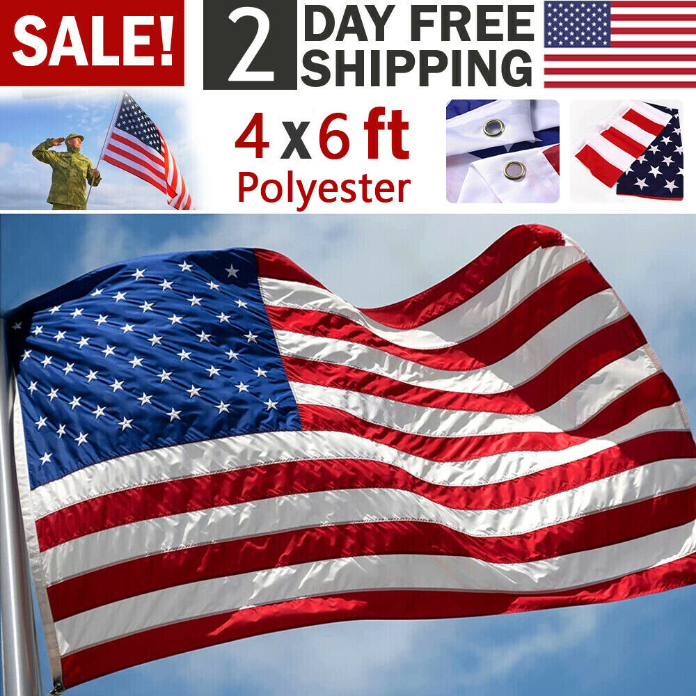4x6 FT American Flag Nylon With Metal Buckle Outdoor US USA Flag Fade Resistant 