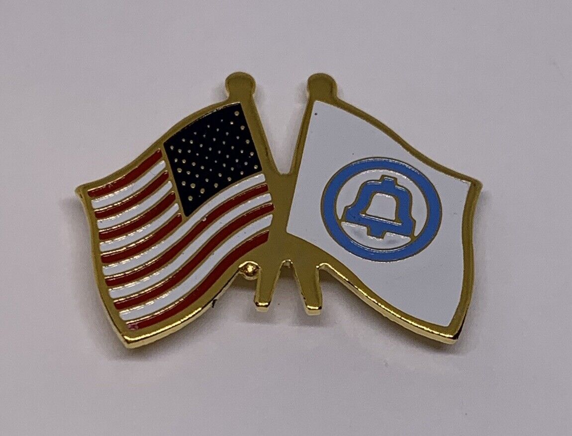 Bell Systems Baby Bell 1969-1984 Logo Friendship Flag US USA American Pin (155)